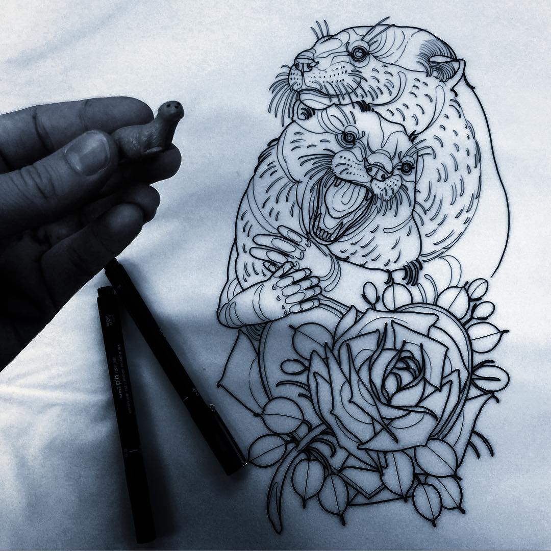 Couple Otters Tattoo Design - Best Tattoo Ideas Gallery