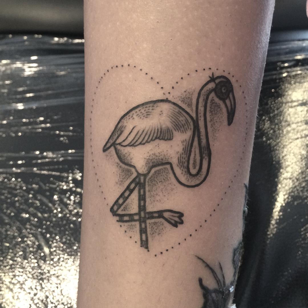 Flamingo Heart Tattoo