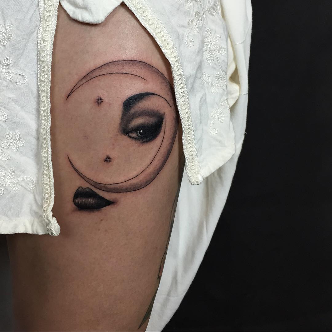 Moon Face Tattoo - Best Tattoo Ideas Gallery