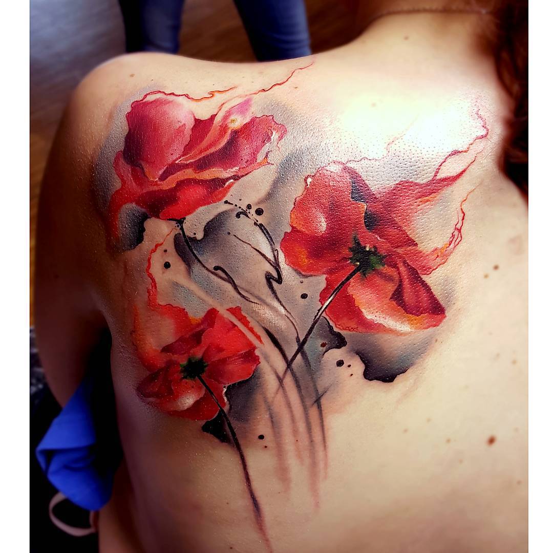 Fire Poppy Flower Tattoo Watercolor Best Tattoo Ideas Gallery