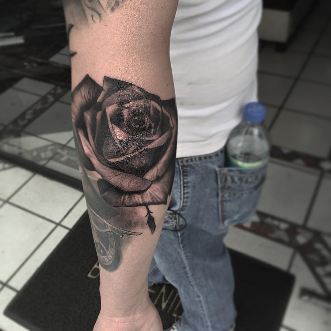 Rose Tattoo Black and Grey