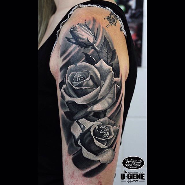 Black and Grey Rose Tattoos. 