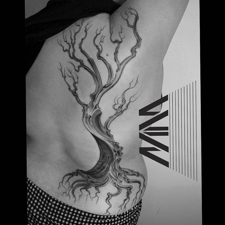 Tree Tattoo For Side Ribs
