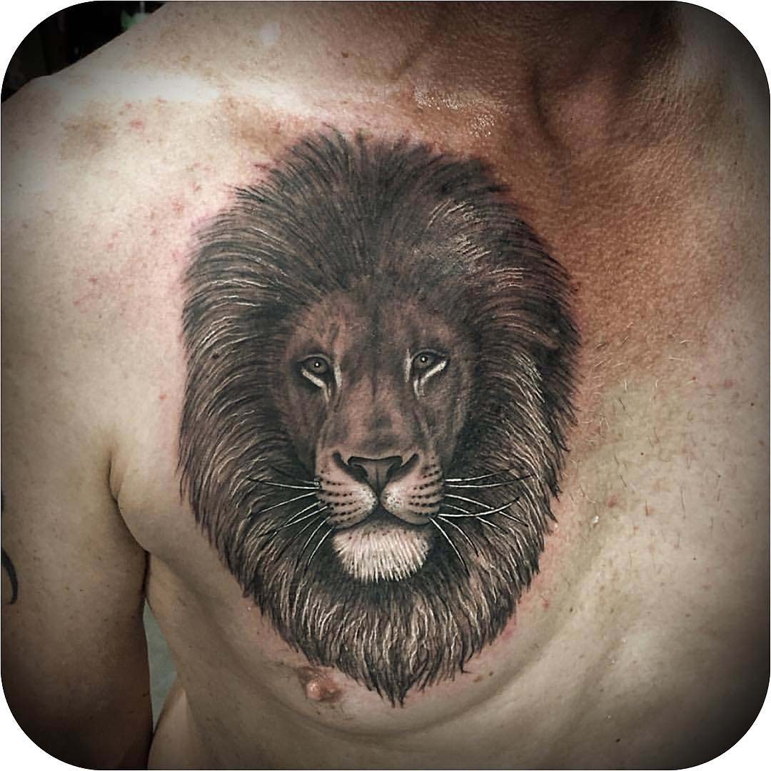 Lion Tattoo on Chest.