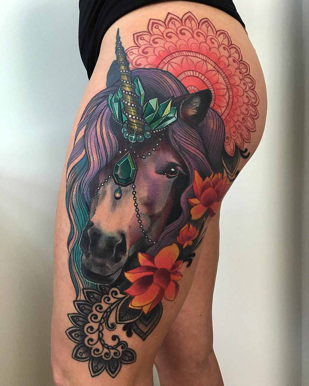 Unicorn Tattoo on hip