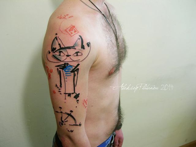 Cat Abstract Tattoo on Shoulder - Best Tattoo Ideas Gallery