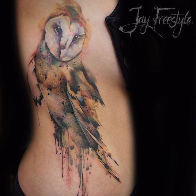 Tattoo owl watercolor