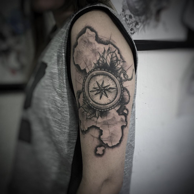 Compass Map Tattoo