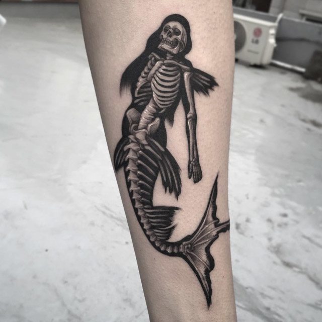 skeleton mermaid tattoo by CodyReedTattoos on DeviantArt