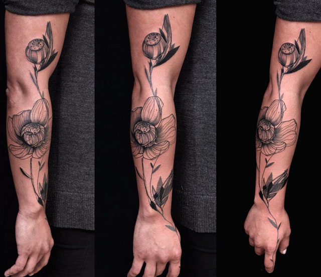 arm tattoo poppy