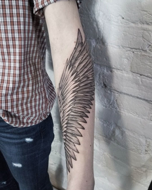 Forearm Wing  Tattoos by Aaron Broke