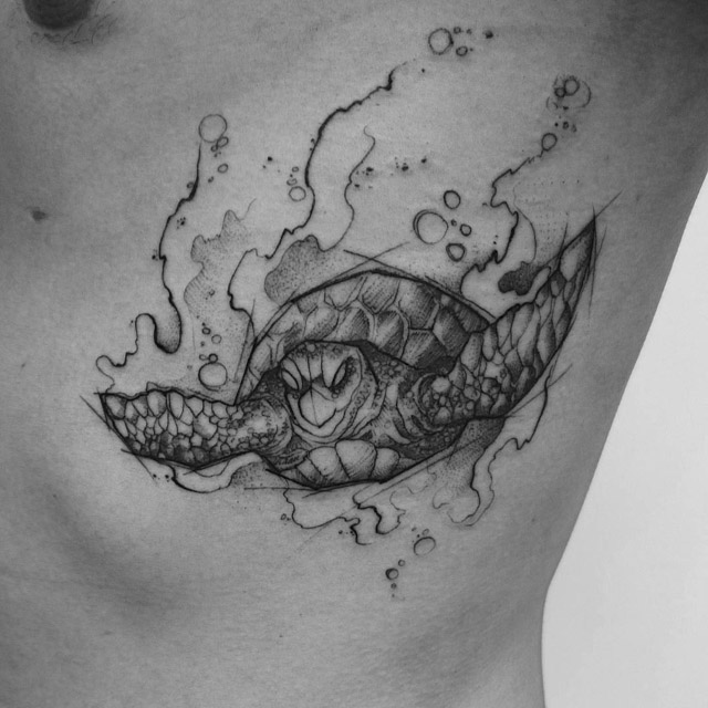 ribs tattoo turtle