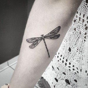 Dotwork Dragonfly Tattoo on Forearm - Best Tattoo Ideas Gallery