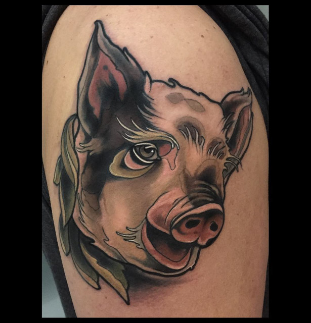 head of pig tattoo