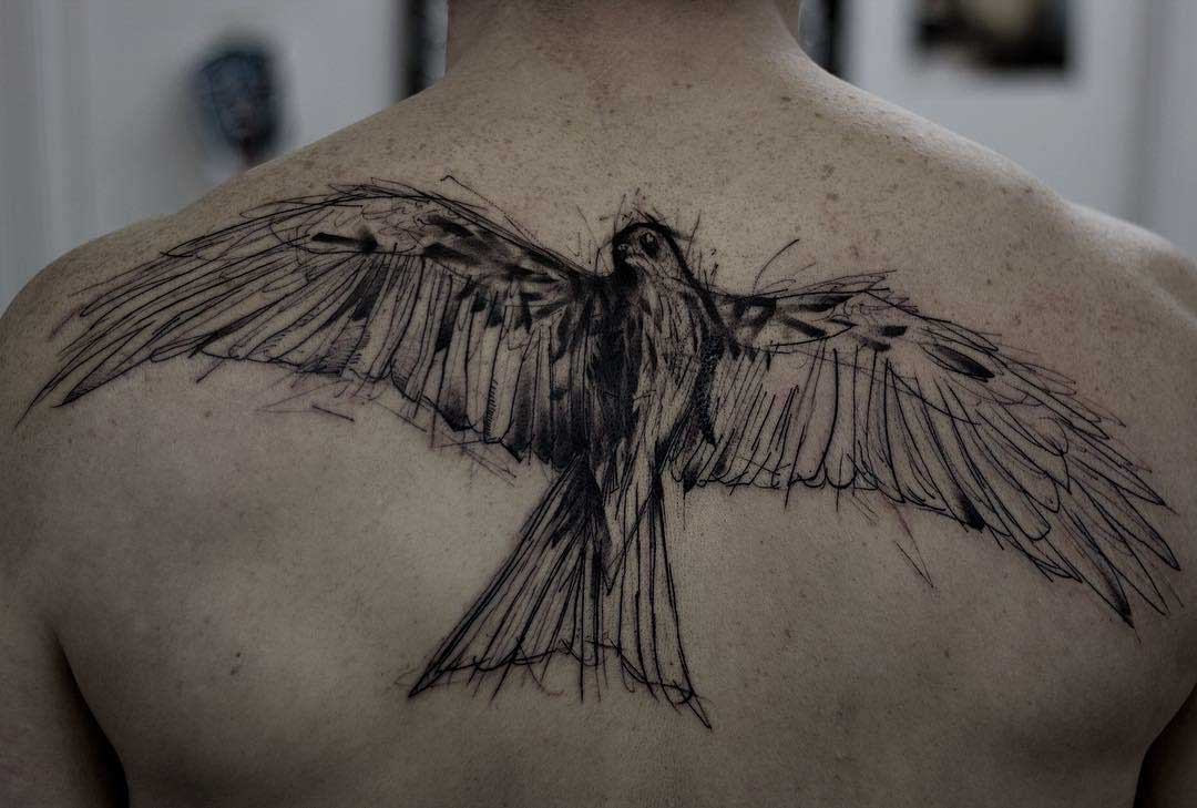 back tattoo hawk