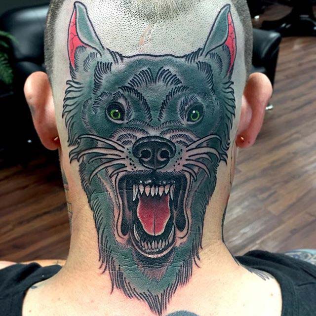 Back of Head Tattoo Wolf