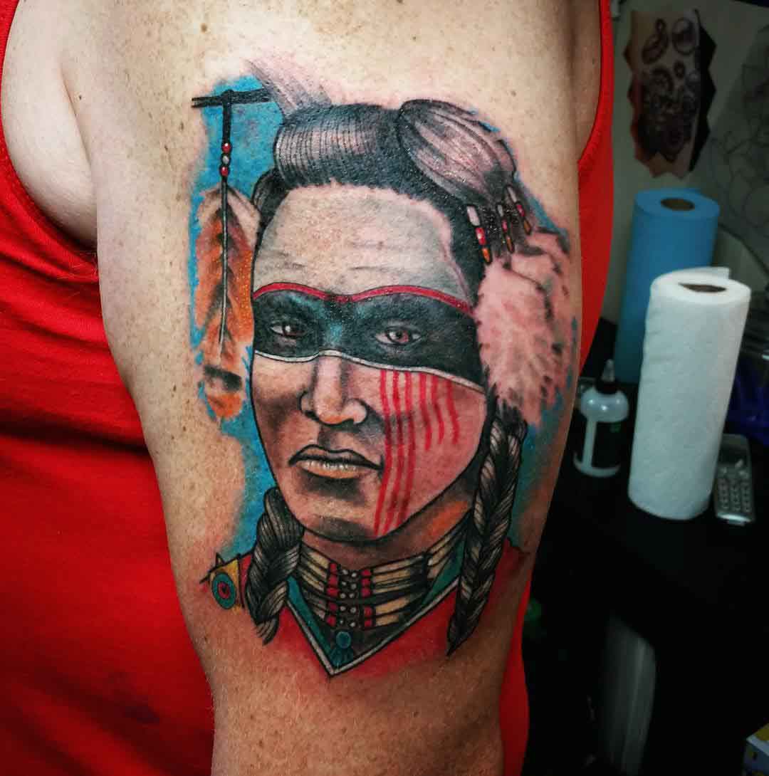 indian warrior tattoo watercolor