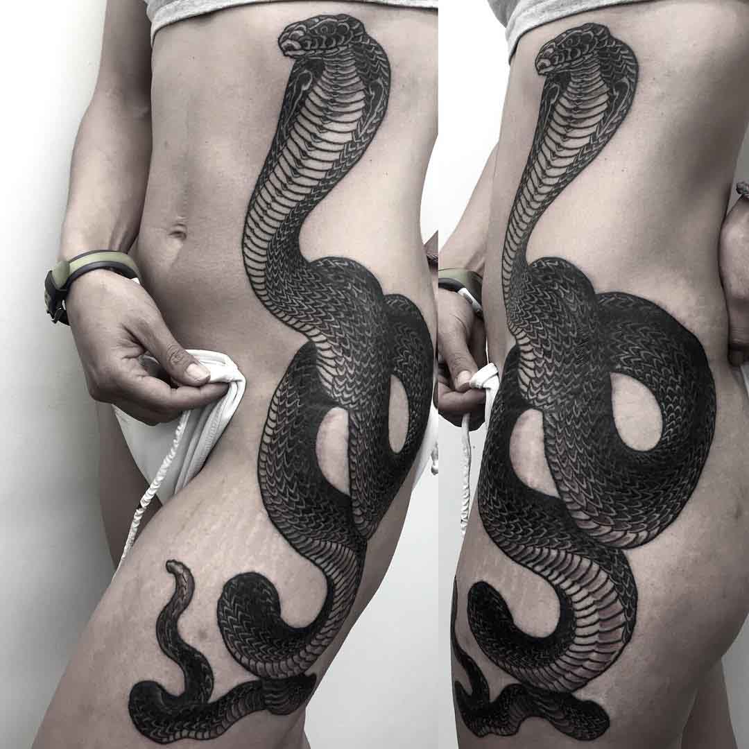 cobra tattoo on hip