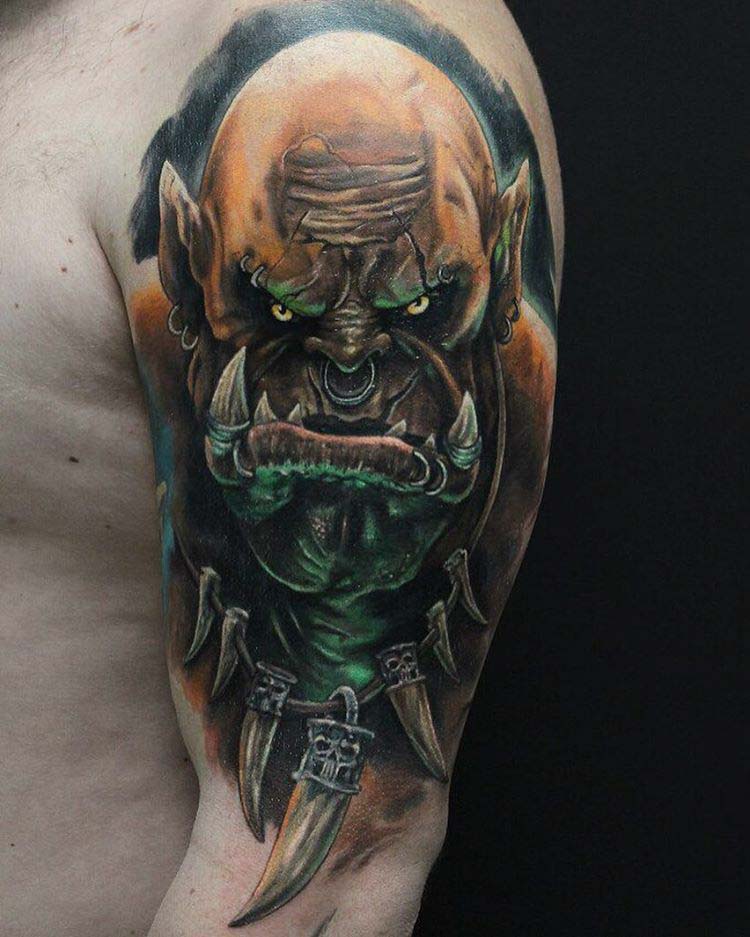 shoulder realistic orc tattoo World of Warcraft