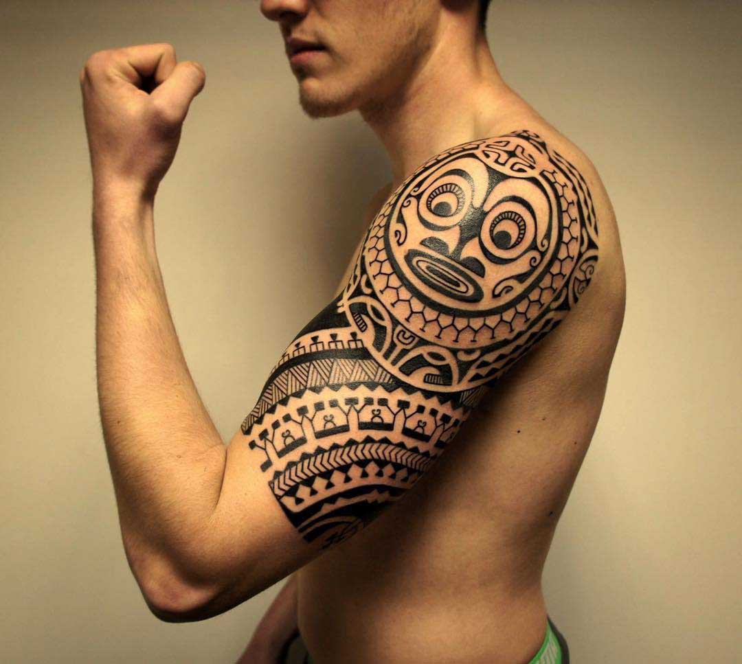shoulder polynesian tattoo sleeve