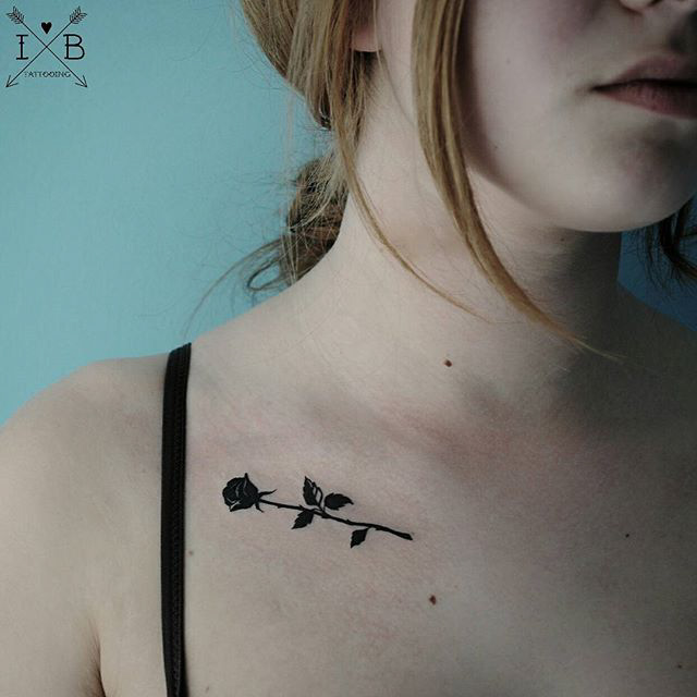 Rose Tattoo on Collar Bone by IRN B. pRT & LIF