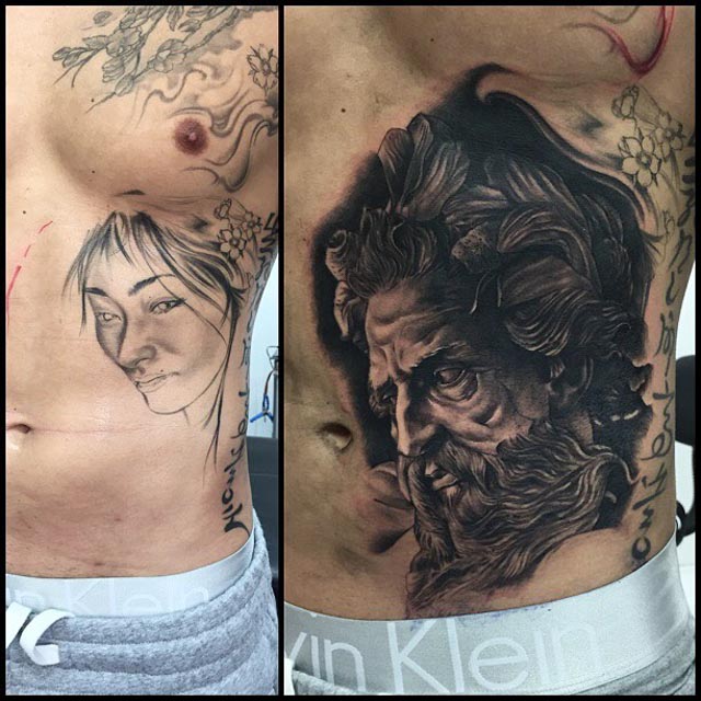 Stomach Side Tattoo Cover Up