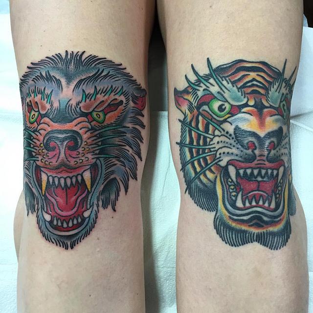 1st session of my tiger knee Done by James Cumberland Salvation Tattoo in  Richmond VA  rtattoos