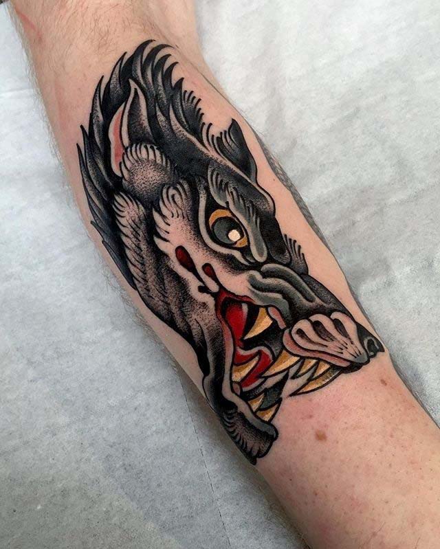 cool angry wolf tattoo