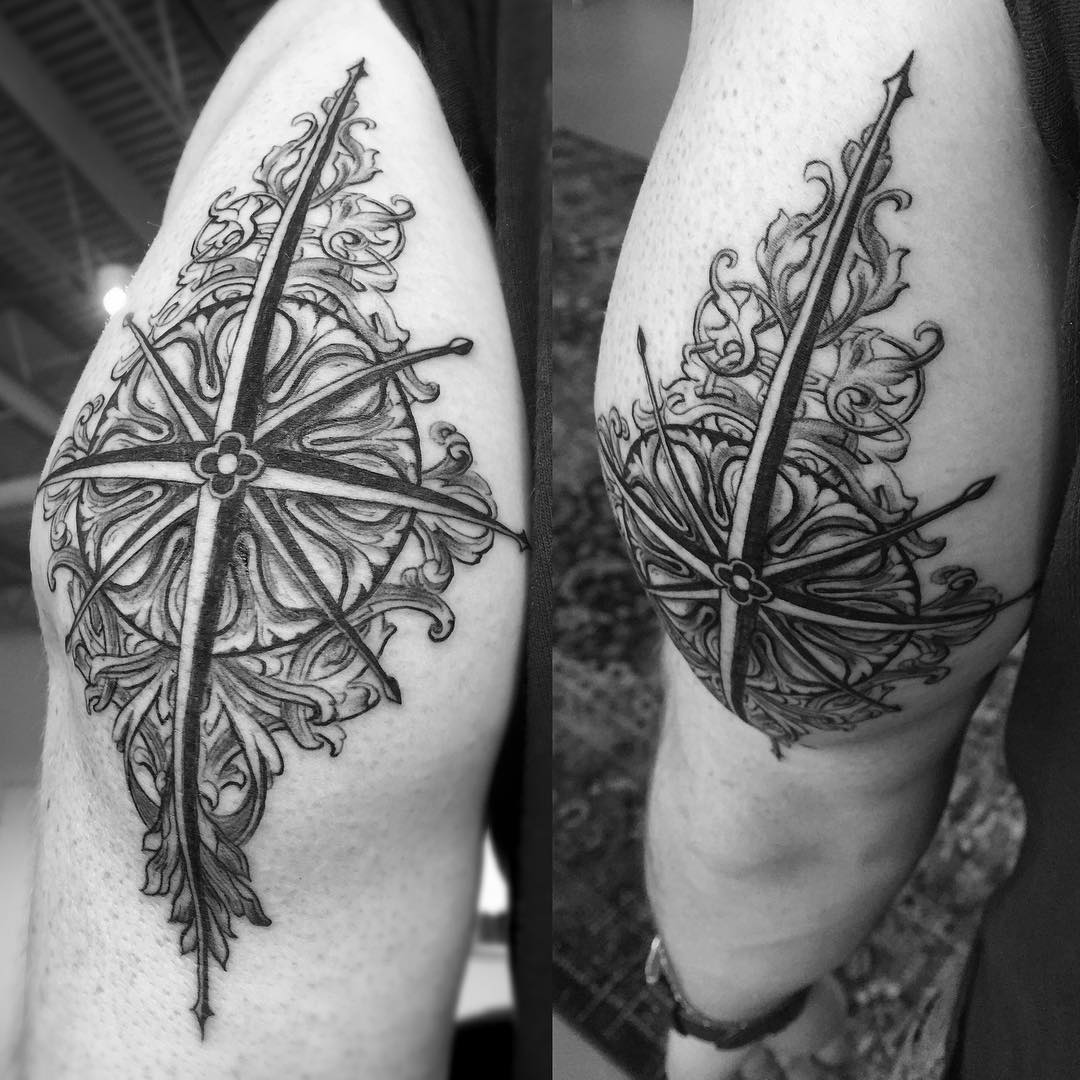 Baroque Tattoo Compass Rose by timewalkertattoo