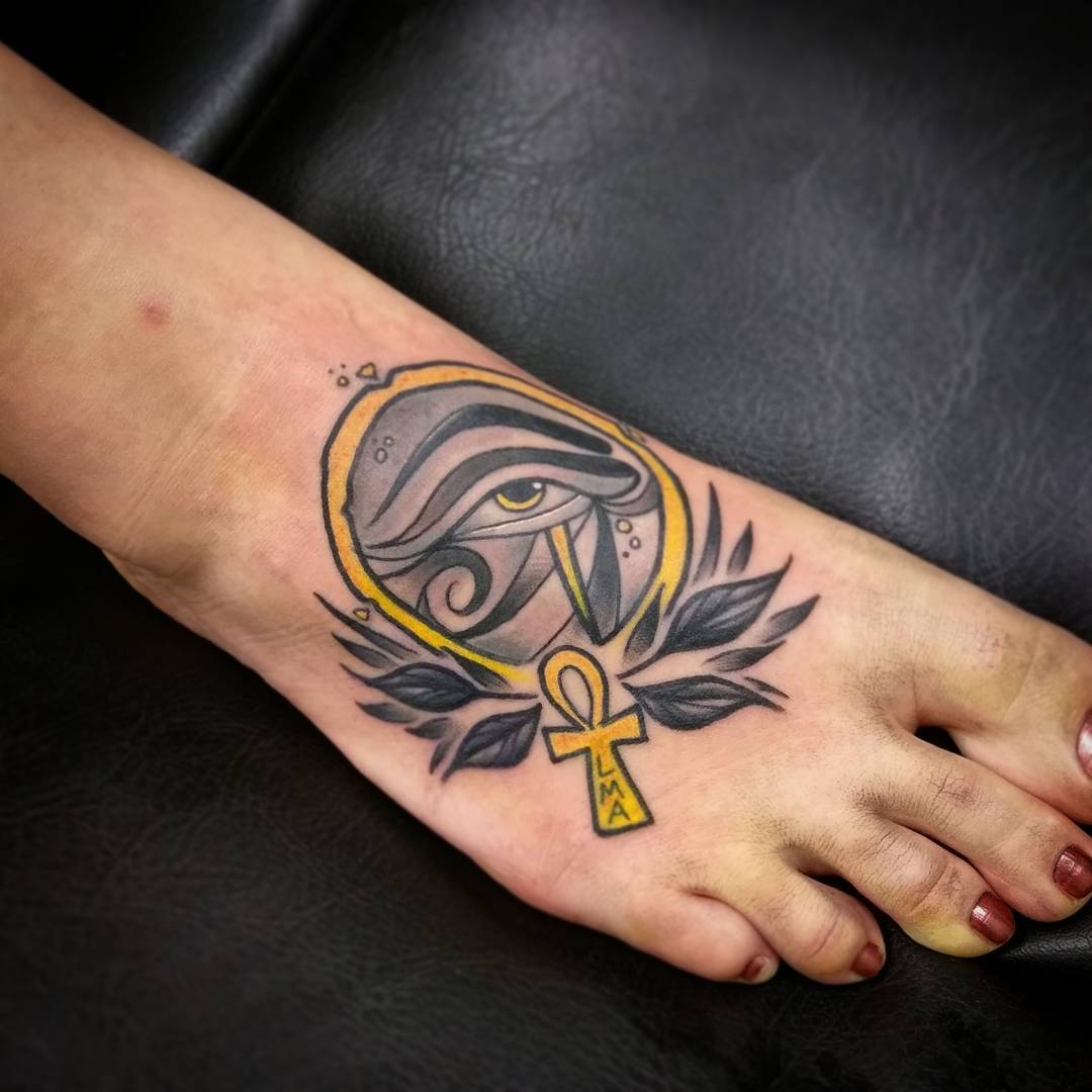 Egyptian Tattoo on Foot by chayballardtattoo