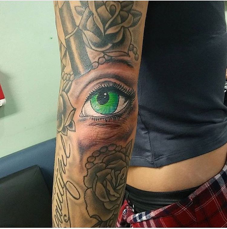 Traditional all seeing eye done by Nicole at Sacred Tattoo in Marquette  Michigan  rtattoo