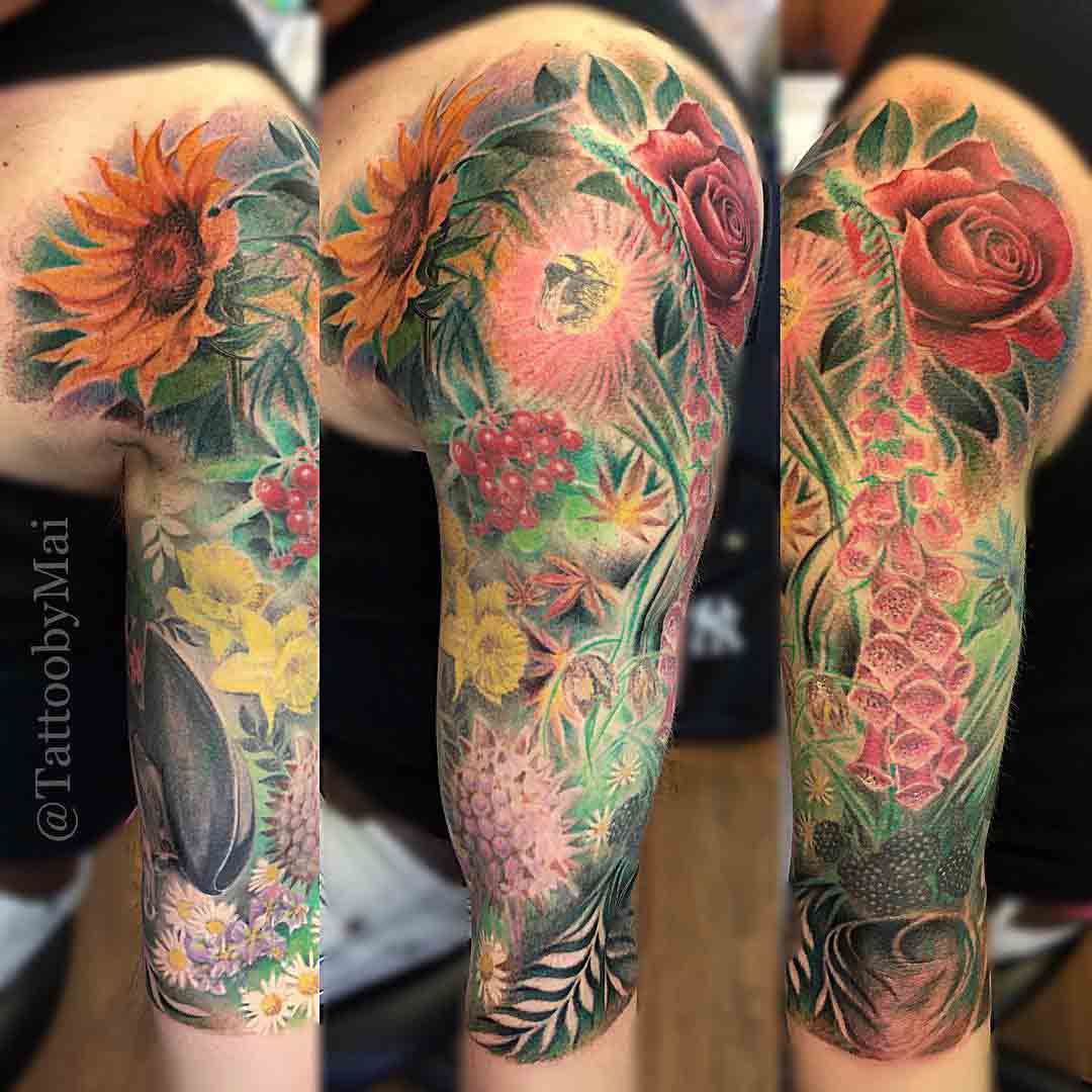 Flowers on Shoulder Tattoo by tattooemporium7oaks