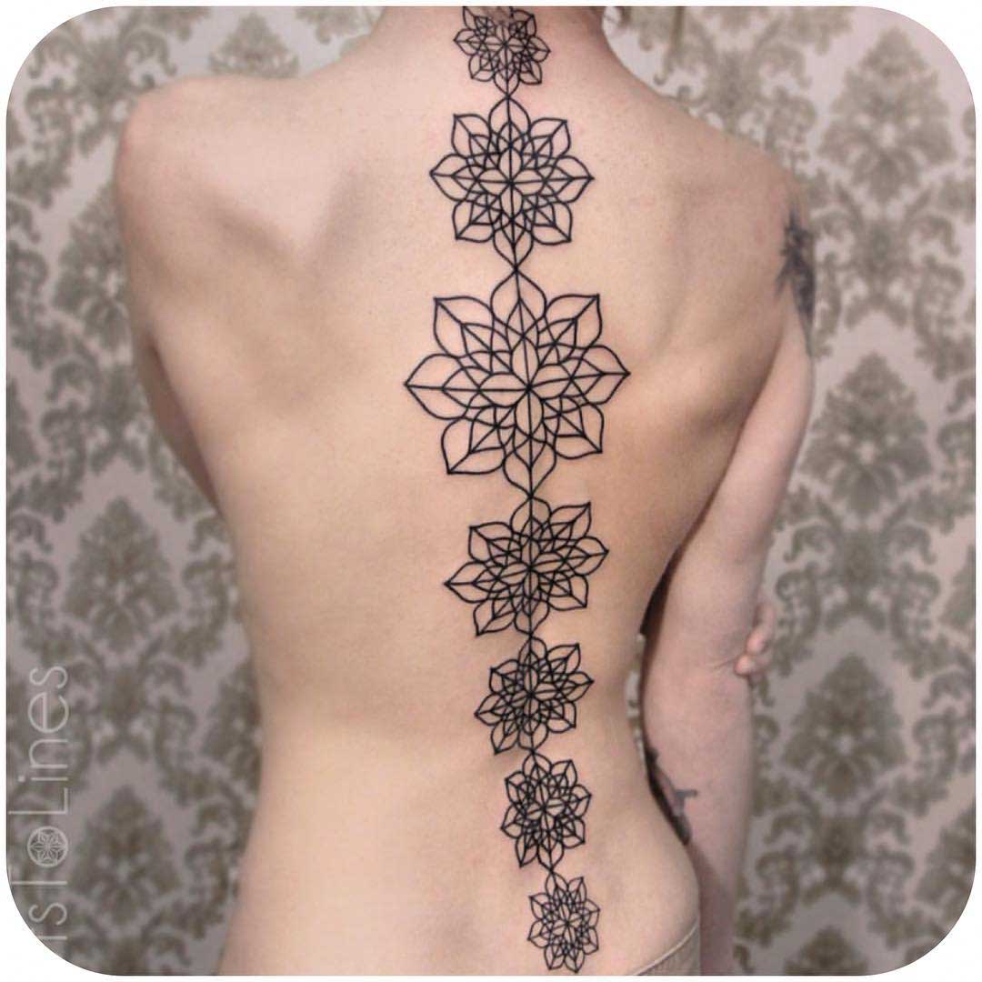 Girl Spine Tattoo by @dotstolines