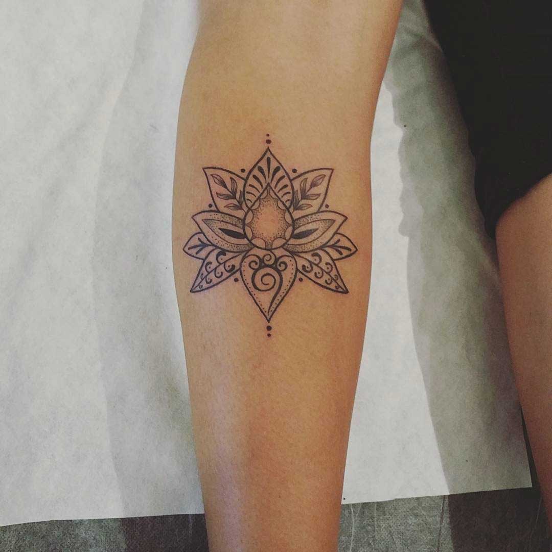 Lotus Calf Tattoo by roxtattoo