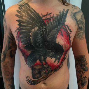 Nevermore Raven Tattoo on Chest - Best Tattoo Ideas Gallery