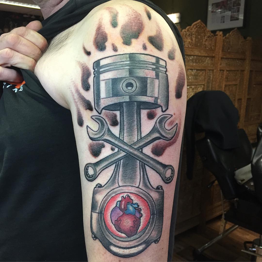 Piston and Wrench Tattoo Designs by gladeyery
