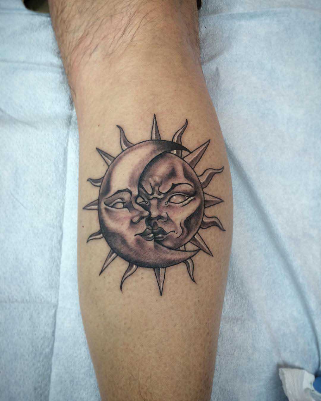Tattoo Sun and Moon by thrashmoneymillionaire