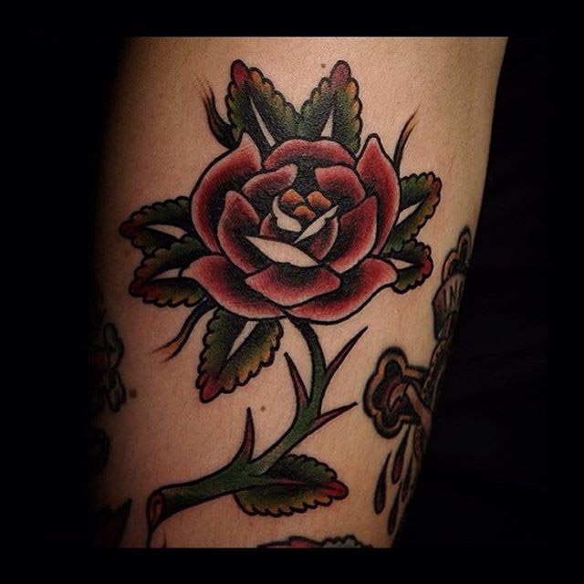 rose tattoo traditional