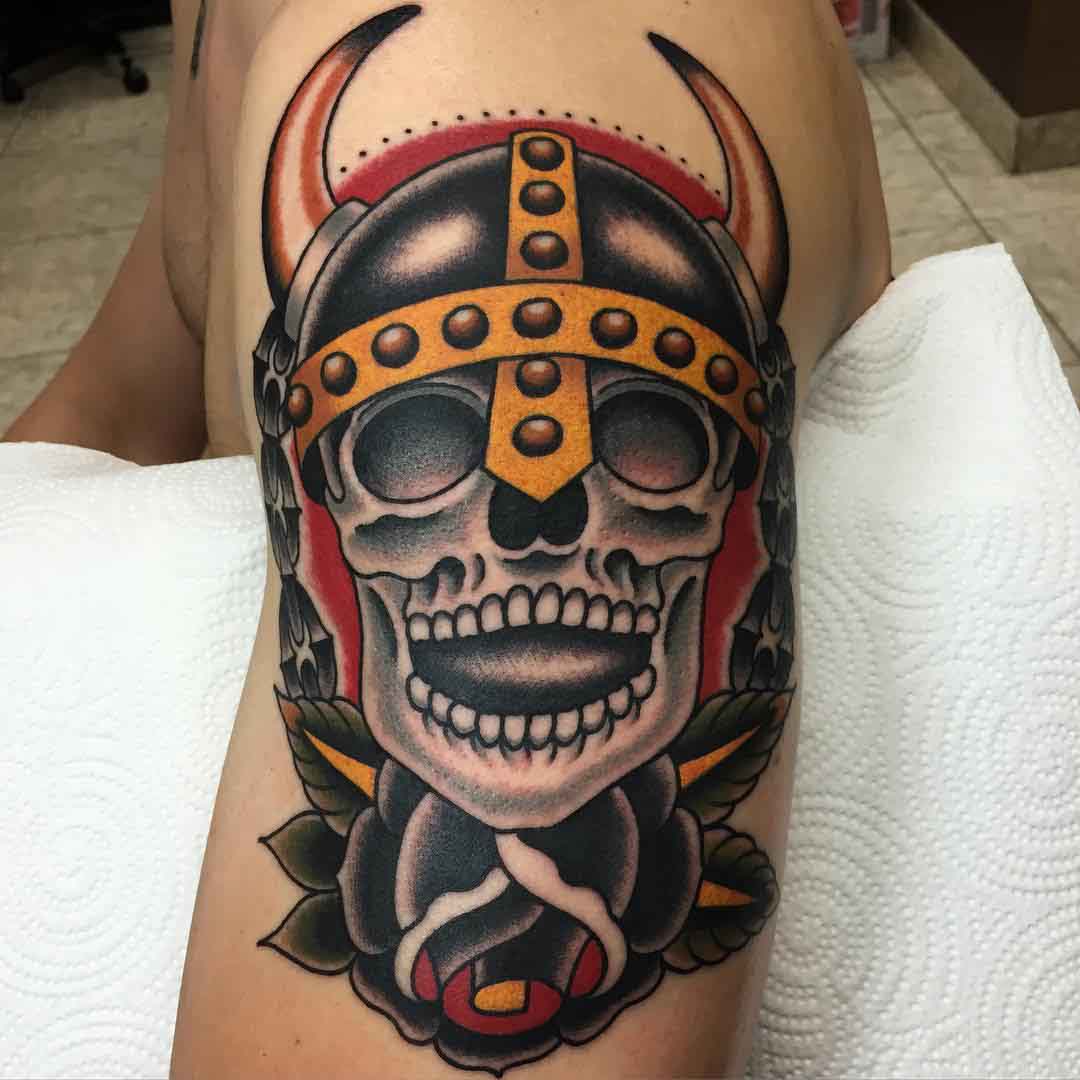viking skull tattoo traditional