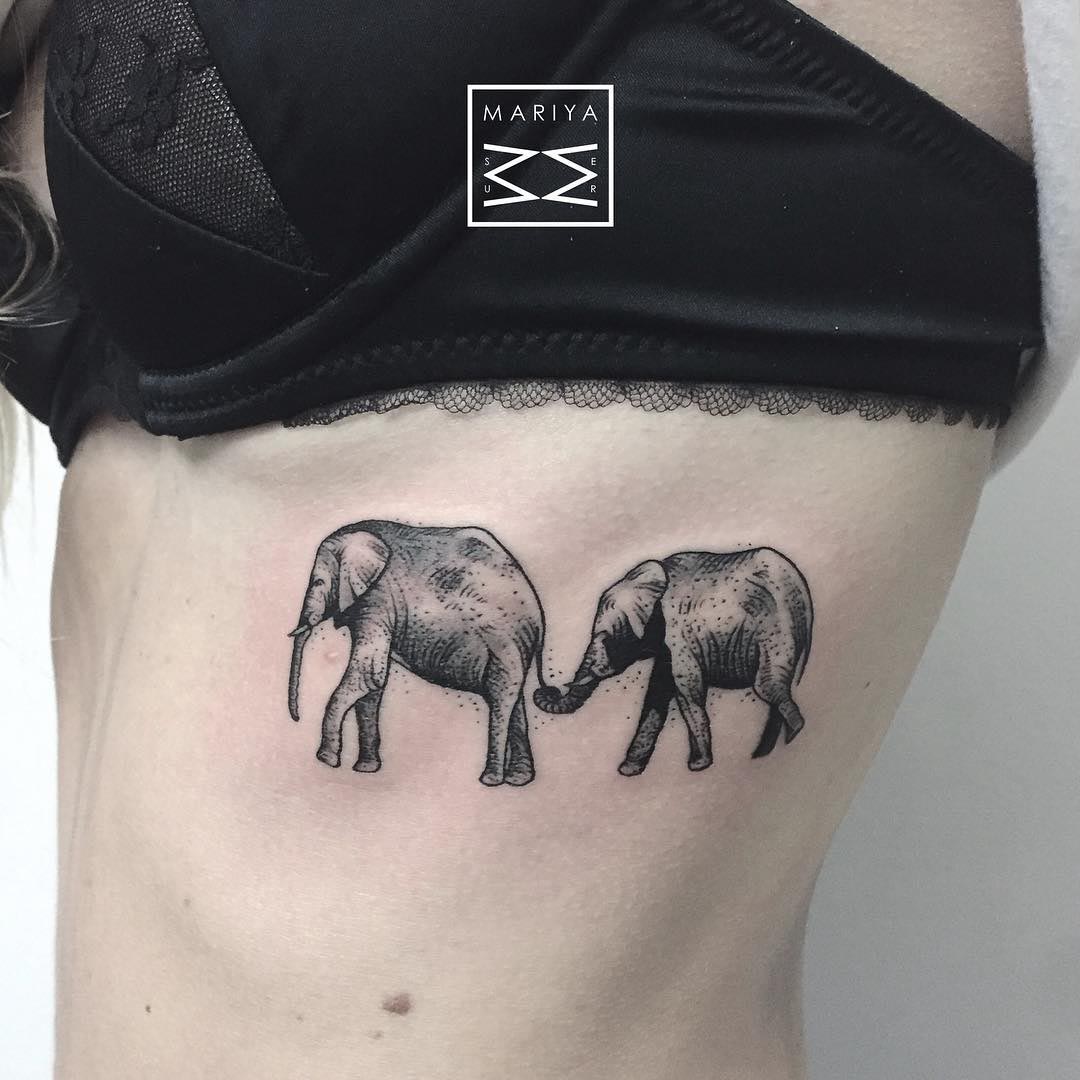 Two Elephants Tattoo  Best Tattoo Ideas Gallery