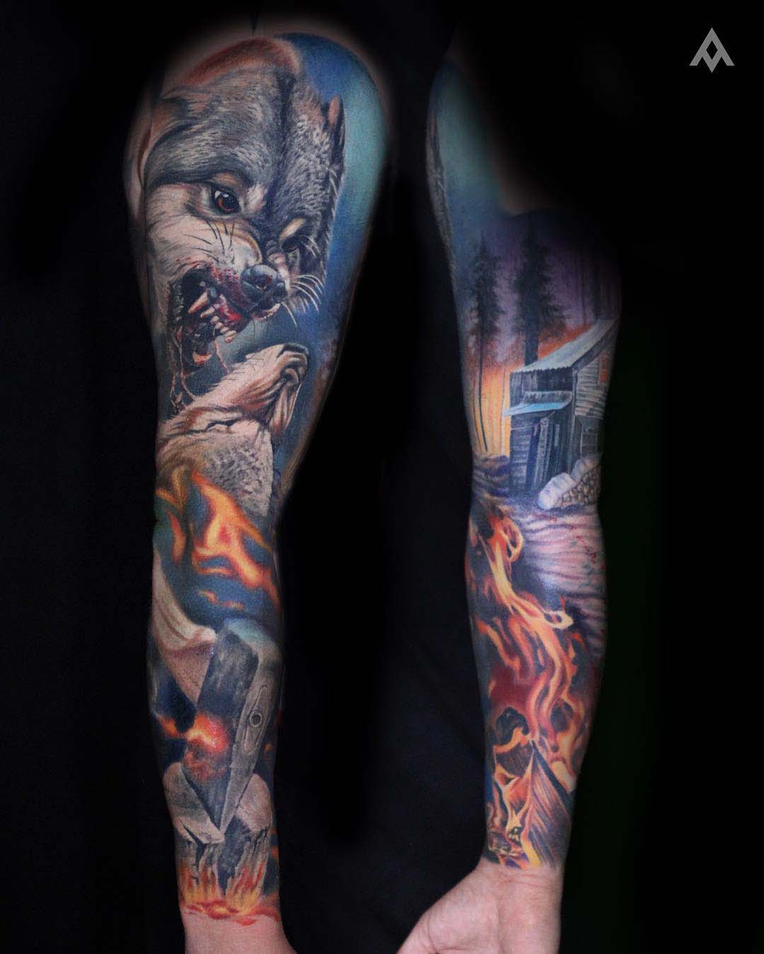 Wolf Sleeve Tattoo Realistic - Best Tattoo Ideas Gallery