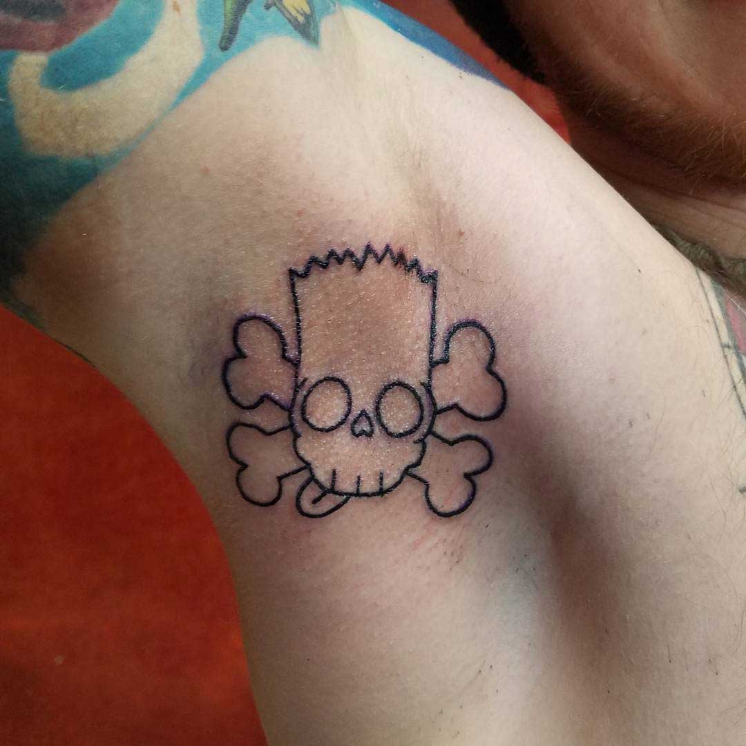 Bart Skull Tattoo Armpit by dansandwich