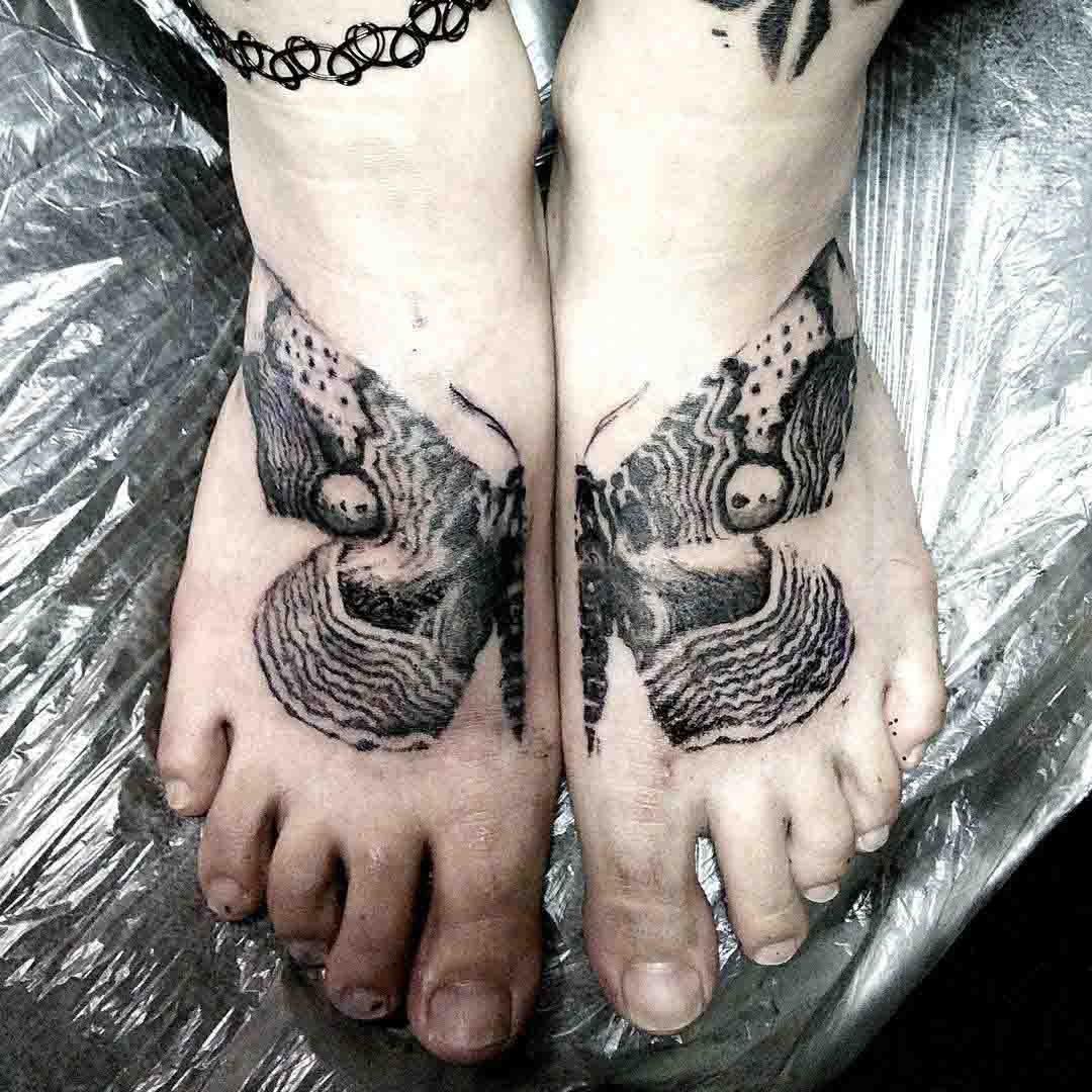 matching feet tattoo butterfly