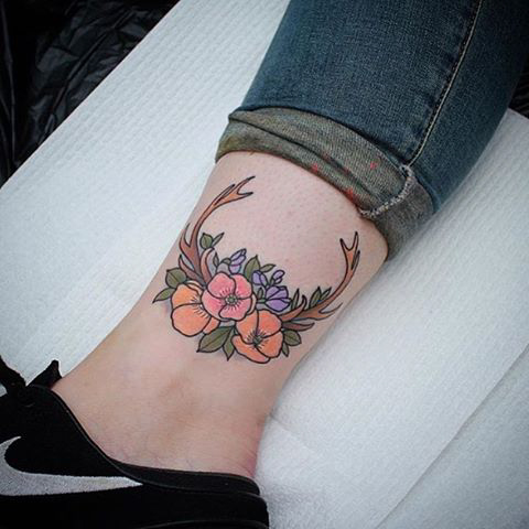 Floral Anklet Tattoo
