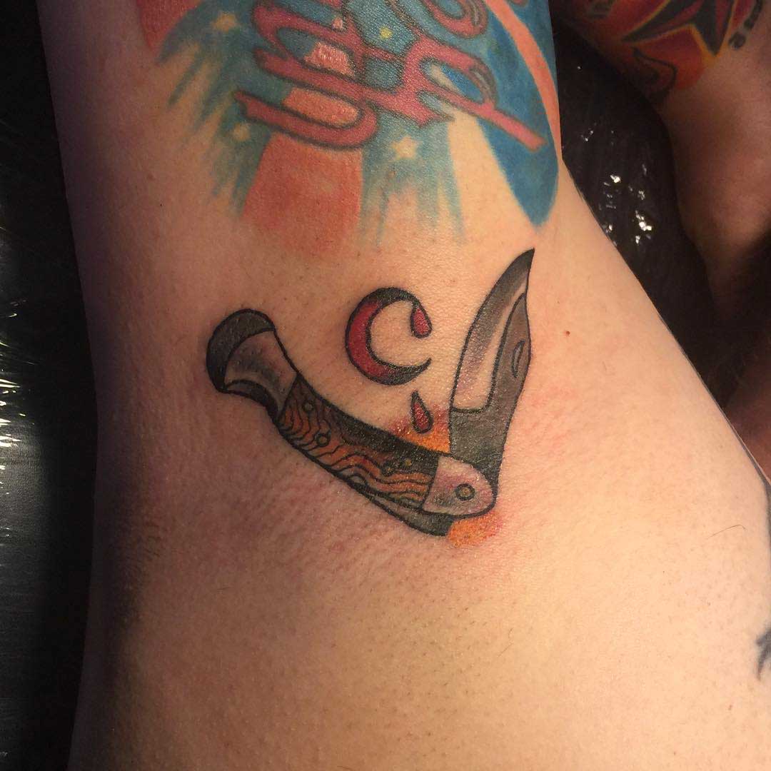 Knife Tattoo on Armpit by norman_michalleck_tattooer