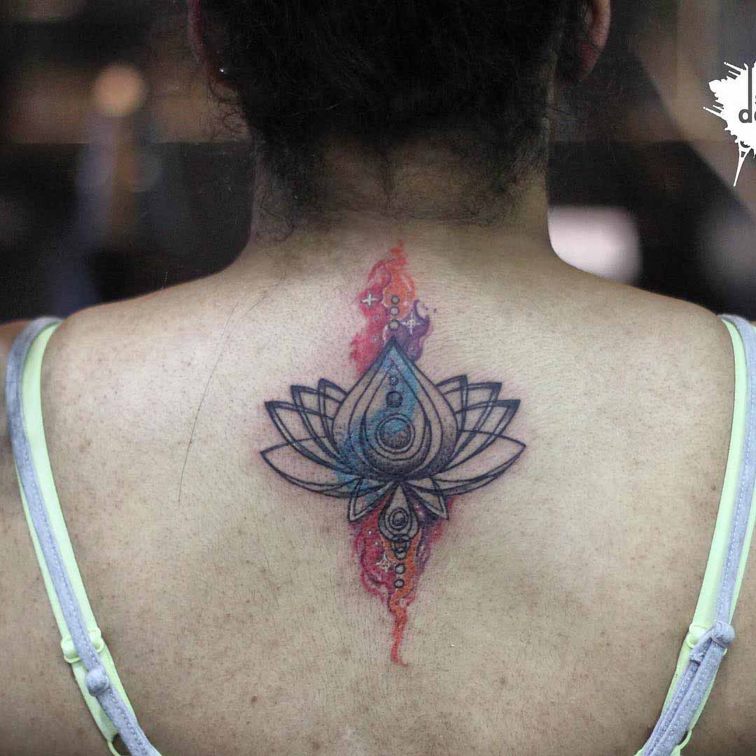 Lower Nape Lotus Tattoo by chiraag3 2