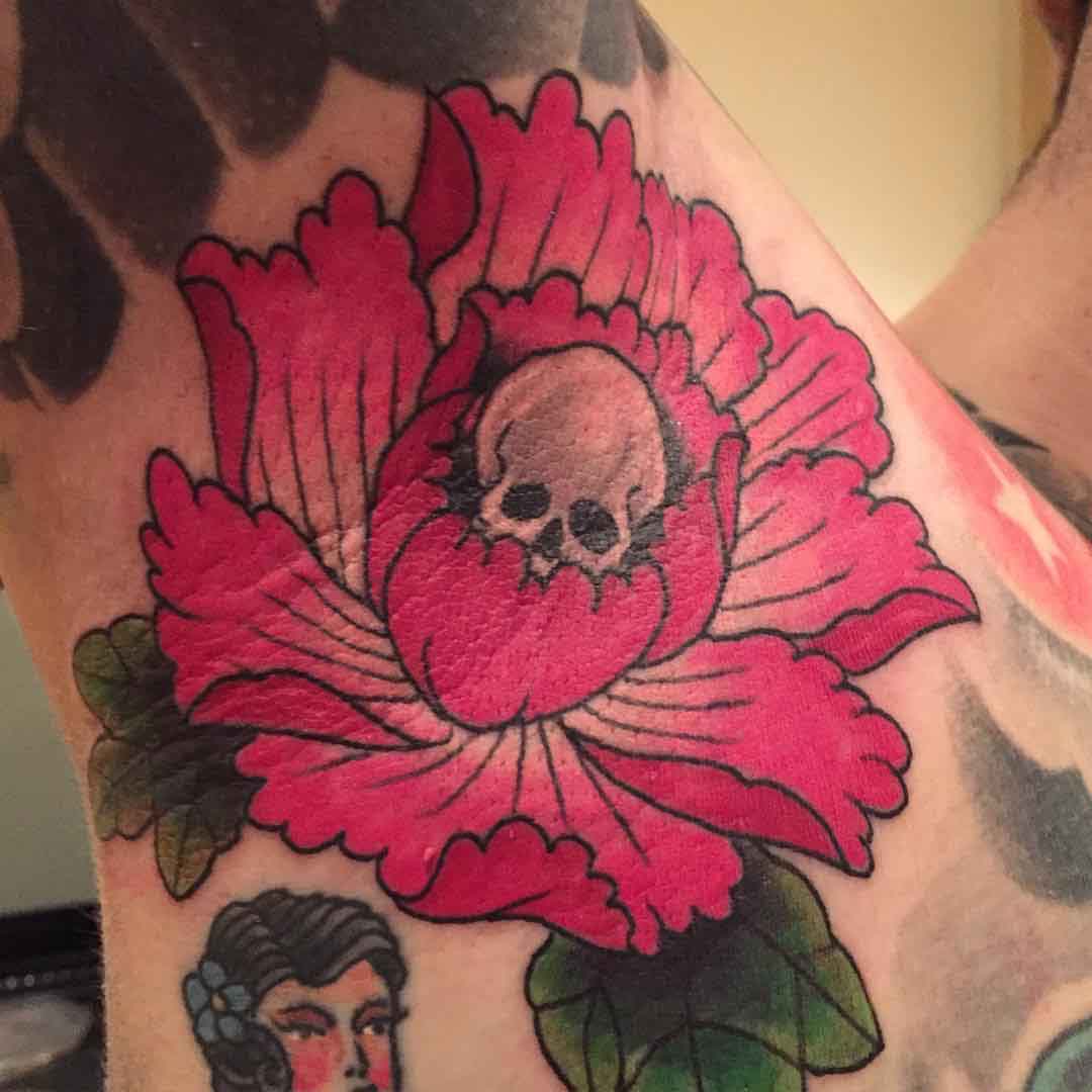 Skull Flower Tattoo on Armpit