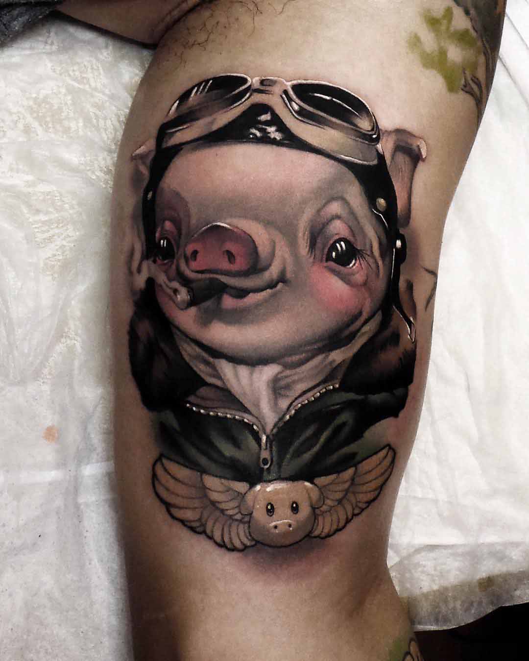 pig tattoo aviator.