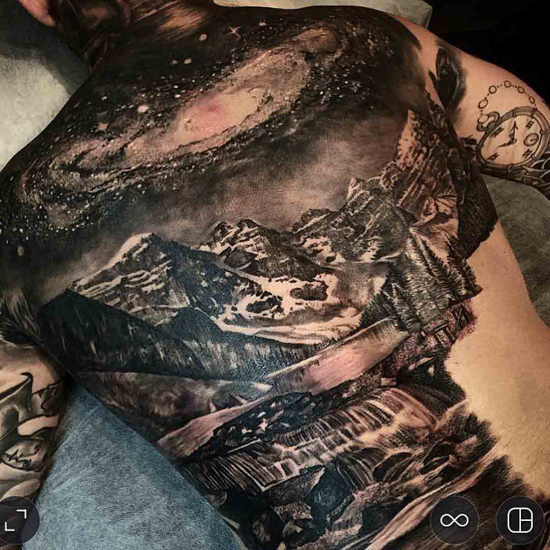 back tattoo landscape