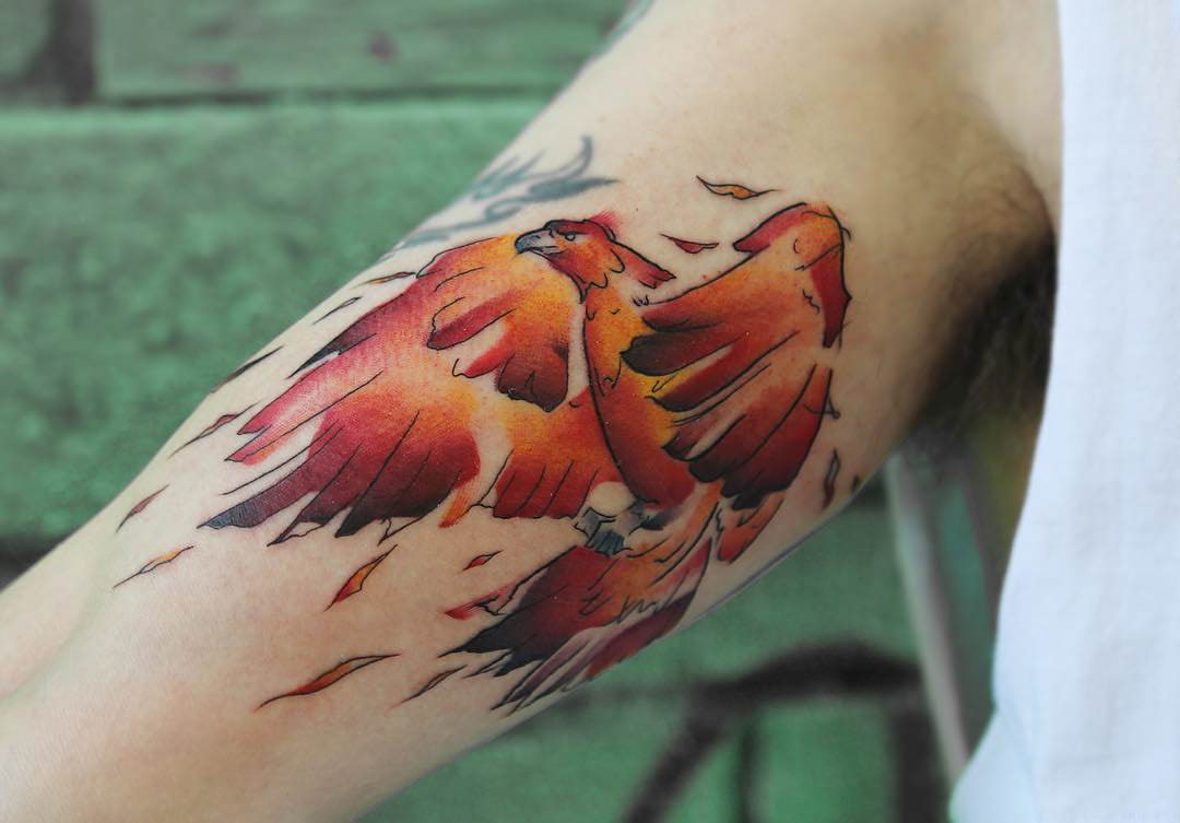 bicep tattoo firebird